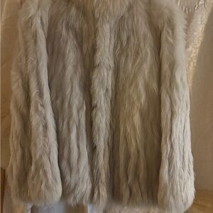 Vintage Real Fox Fur Bomber Jacket in Cream